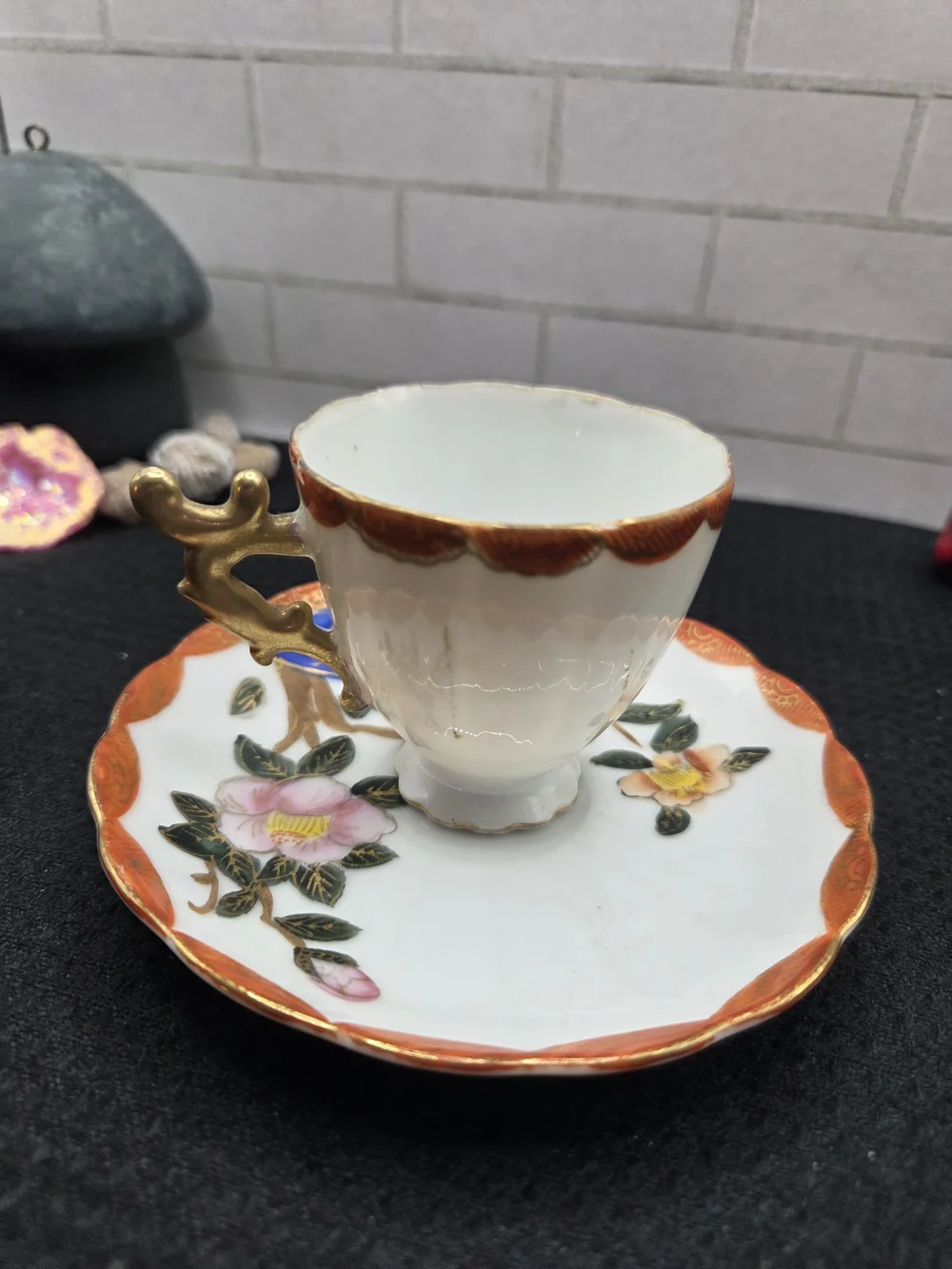 Vintage Merit China Occupied Japan Hand-Painted Porcelain Tea Cup And Saucer - Picture 2 of 7